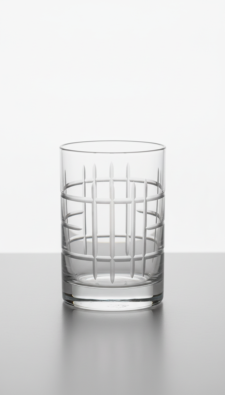Engraved Glass Tumbler With Modern Type