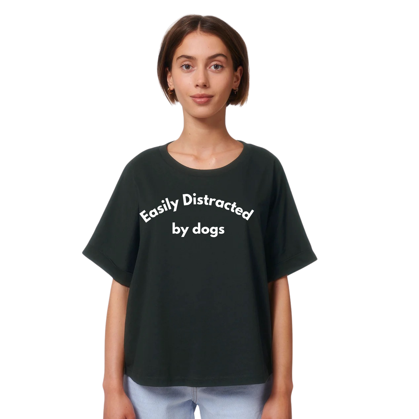 Easily Distracted by Dogs Oversized Cropped T-Shirt - Ready to Ship