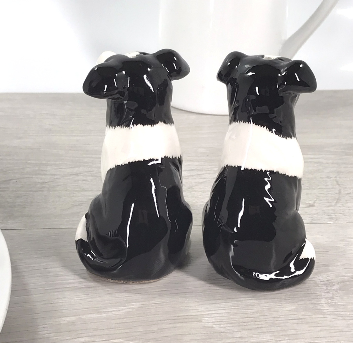 Border Collie design ceramic Salt & Pepper cruet set