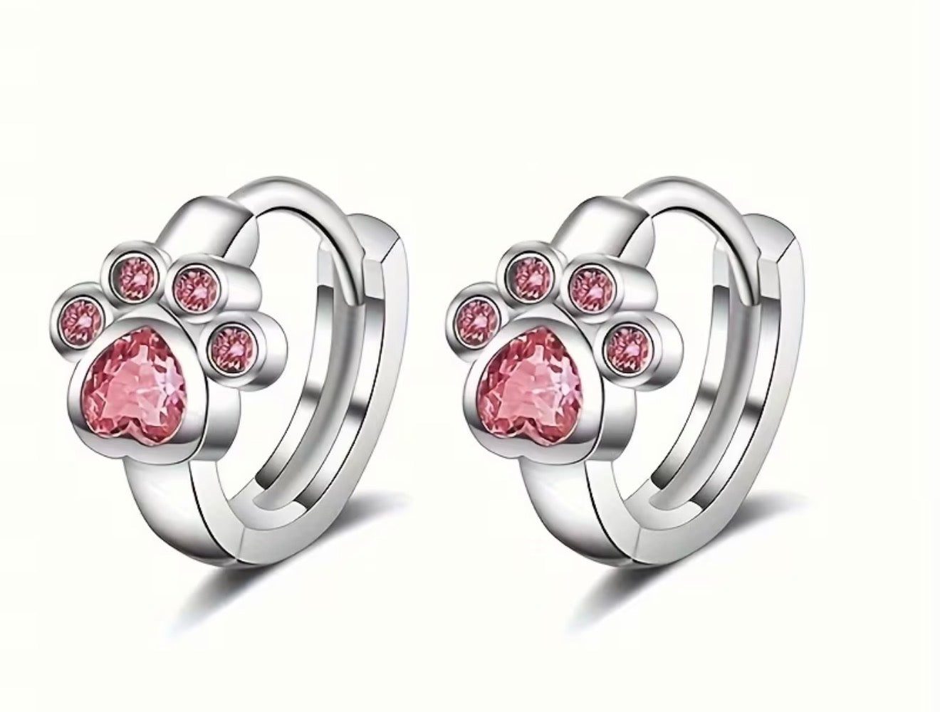 Crystal Paw Print Hoop Earrings