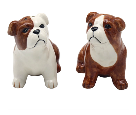 English Bulldog ceramic Salt & Pepper cruet set