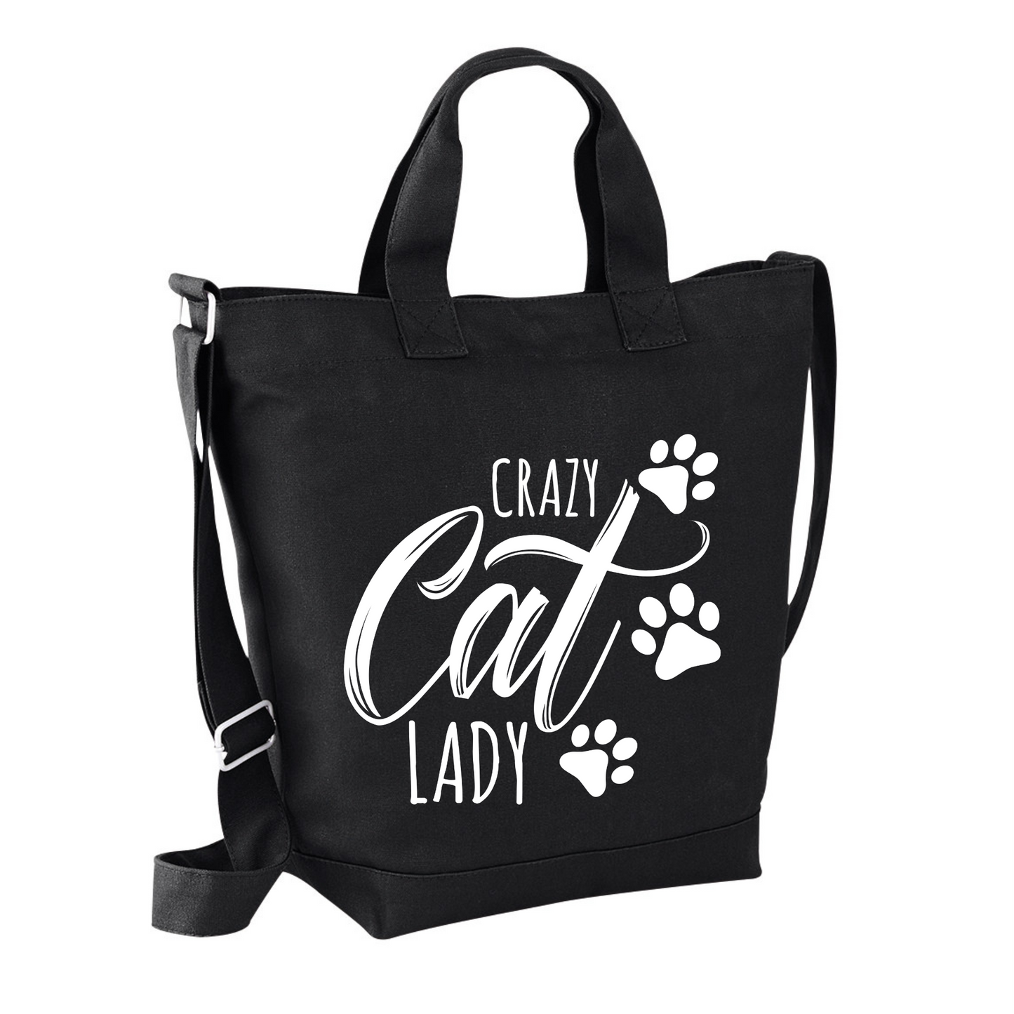 Crazy Cat Lady Crossbody Canvas Day Bag - Made to Order