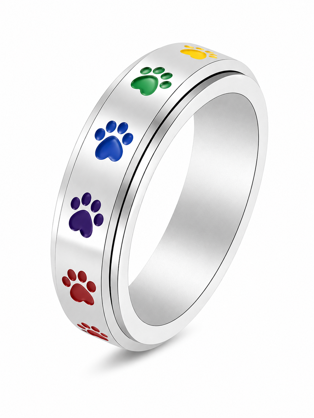 Rainbow Paw Print Fidget Ring