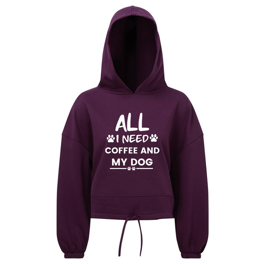 All I Need is Coffee and my Dog Oversized Cropped Hoodie