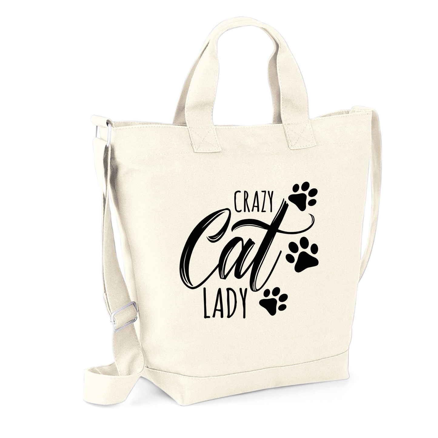 Crazy Cat Lady Crossbody Canvas Day Bag - Made to Order