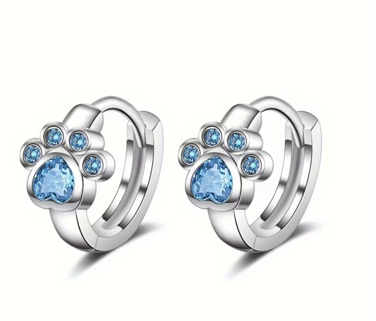 Crystal Paw Print Hoop Earrings